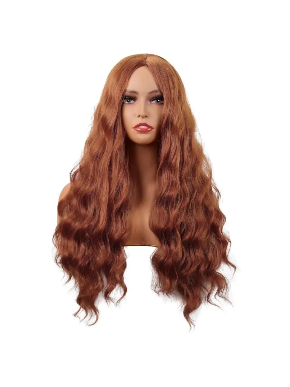 Women's Ginger Orange 28 Inch Synthetic Fiber Long Middle Part Curly Cosplay Wig
